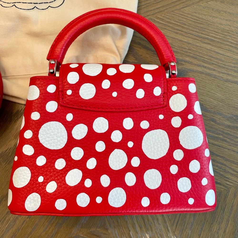 Authentic Louis Vuitton x Yayoi Kusama 2023 Capucines Mini Red with White dots - Picture 6 of 16